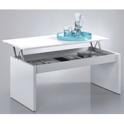 Mesa de centro elevable blanco brillo de 100x50 cm