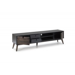 Mueble TV Kyra de 180 cm 2 Puertas 2 Cajones de Madera de Pino / DM Lacado Gris Antracita