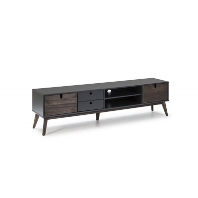 Mueble TV Kyra de 180 cm 2 Puertas 2 Cajones de Madera de Pino / DM Lacado Gris Antracita