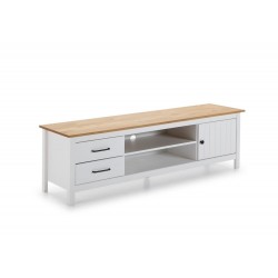 Mueble de TV Claire 1P 2H 2C de Madera de Pino Blanco / Cera