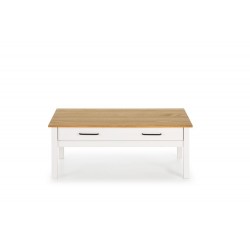 Mesa de Centro Claire 1 Cajón de Madera de Pino acabado Blanco / Cera de 100x55 cm