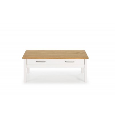 Mesa de Centro Claire 1 Cajón de Madera de Pino acabado Blanco / Cera de 100x55 cm