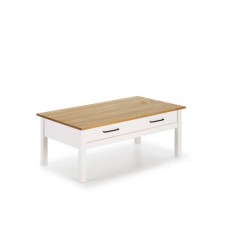 Mesa de Centro Claire 1 Cajón de Madera de Pino acabado Blanco / Cera de 100x55 cm