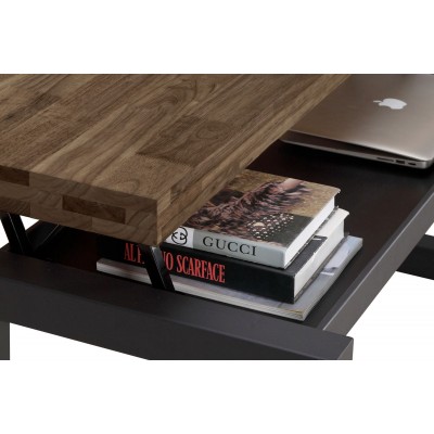 Mesa de centro elevable de madera clara y metal negro 102,5 cm SEDA -  Miliboo