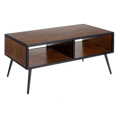 Mesa de Centro Vintage de Madera / Metal Negro de 107 x 58 cm