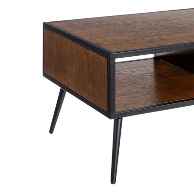 Mesa de Centro Vintage de Madera / Metal Negro de 107 x 58 cm