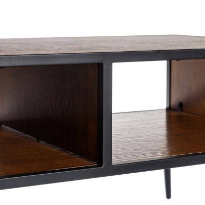 Mesa de Centro Vintage de Madera / Metal Negro de 107 x 58 cm