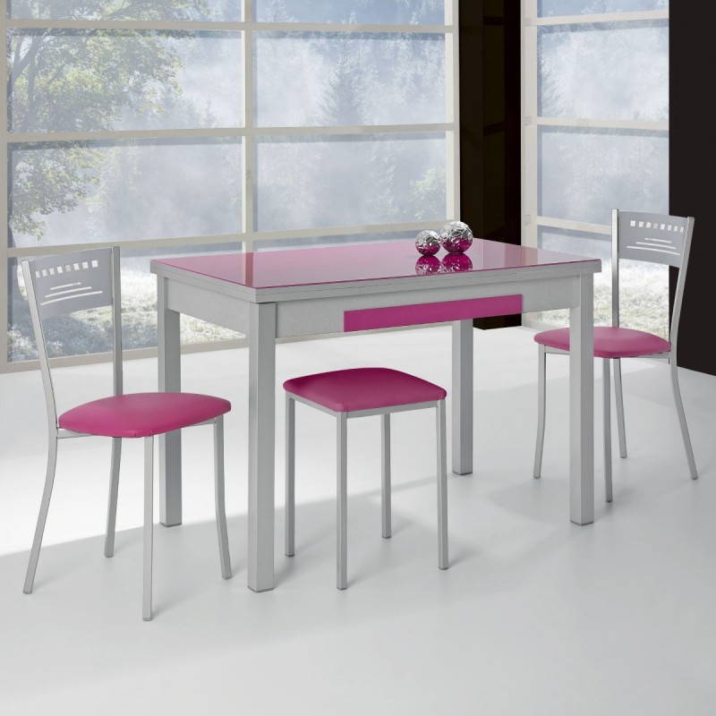 Mesa de cocina o comedor extensible en medida de 130x90 cm, cristal