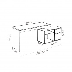 Medidas de la Mesa de oficina Dunia en Linea Color Blanco