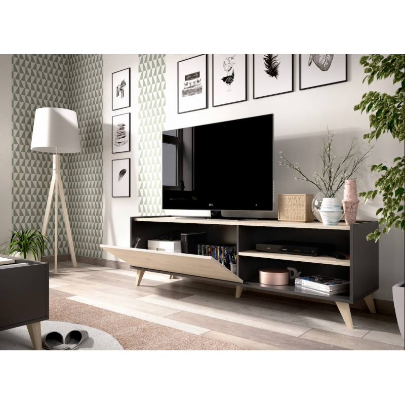 Mueble TV 160 cm color roble aurora estilo nórdico Oslo