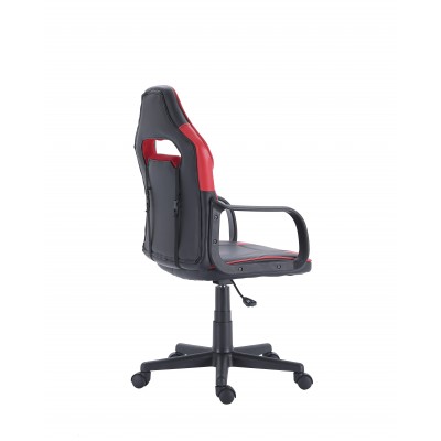 Sillón Giratorio Gamer Símil Piel con cojín lumbar Negro / Rojo