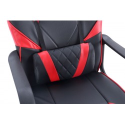 Detalle cojín lumbar regulable del Sillón Giratorio Gamer Confort Negro / Rojo