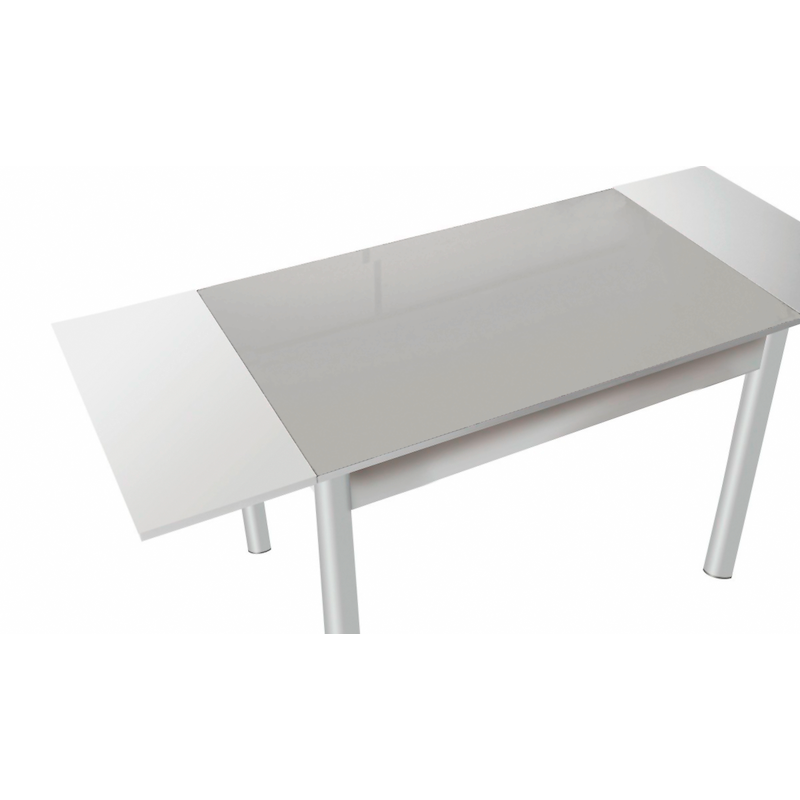 Mesa cocina con cubertero de cristal 90x50 extensible a 140 cm. barata.