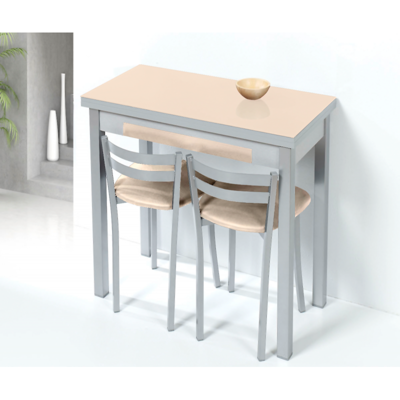 Mesa cocina extensible con tapa laminada madera