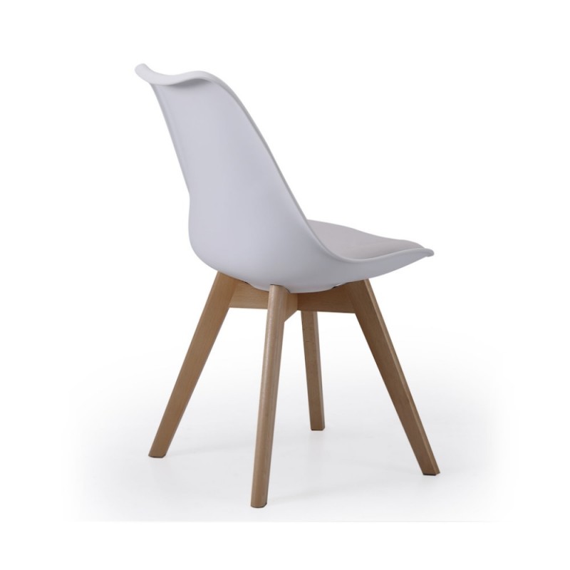 Pack 4 sillas cocina Elba polipropileno blanco con cojín desmontada  49x82x55cm