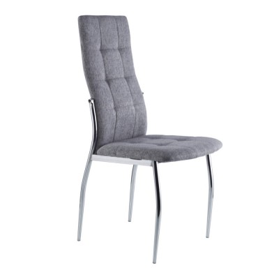 Silla de Comedor Dana Tapizada Tela Gris / Pata Cromada