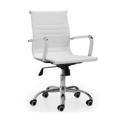 Sillón de Oficina York Giratorio, elevable y Basculante Símil Piel Blanco