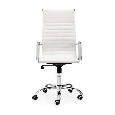 Sillón Respaldo Alto de Oficina York Giratorio, elevable y Basculante Símil Piel Blanco