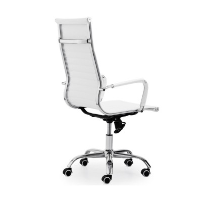 Sillón Respaldo Alto de Oficina York Giratorio, elevable y Basculante Símil Piel Blanco