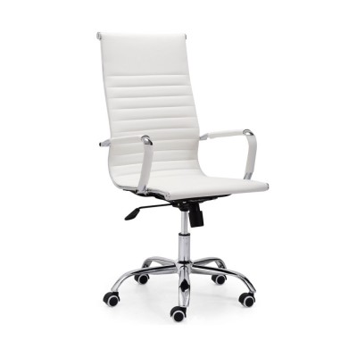 Sillón Respaldo Alto de Oficina York Giratorio, elevable y Basculante Símil Piel Blanco