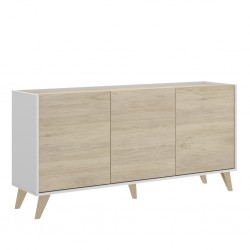 Aparador Buffet de 3 Puertas Oslo acabado Blanco / Roble Natural de 155x43x75 cm