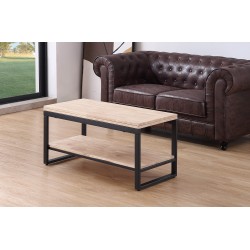 Mesa de Centro Elevable y Extensible Seven Roble Natural / Metal Negro.