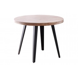 Mesa Redonda Kove Fija de 100 cm de Madera Roble Honey / Metal Negro