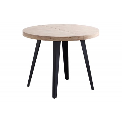 Mesa Redonda Extensible Kove Roble Natural / Metal Negro