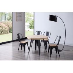 Mesa Redonda Extensible Kove Roble Natural / Metal Negro