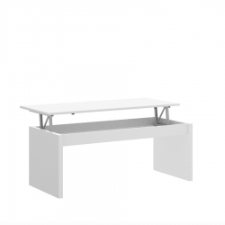 Mesa de centro elevable blanco brillo de 100x50 cm