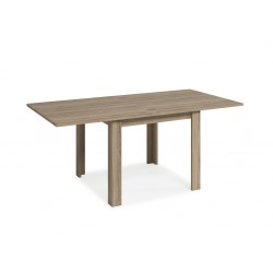 Mesa comedor Kata tipo libro de 90x90 cm Acabada Roble Natural Abierta.