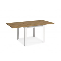 Mesa de Comedor Kata tipo libro de 90x90 cm Extensible a 180 cm Bicolor Atisan/Blanco