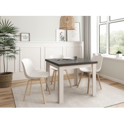 Mesa de Comedor Kata tipo libro de 90x90 cm Bicolor Extensible a 180 cm Azabache / Blanco Polar