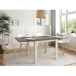 Mesa de Comedor Kata tipo libro de 90x90 cm Bicolor Extensible a 180 cm Azabache / Blanco Polar