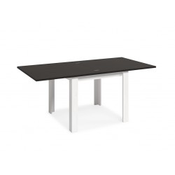 Mesa de Comedor Kata tipo libro de 90x90 cm Bicolor Extensible a 180 cm Azabache / Blanco Polar