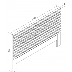 Medidas del Cabecero Mauricio de 160 cm de Madera de Pino Blanco / Cera