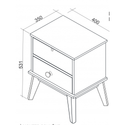 Mesita Mauricio 2 cajones de Madera de Pino _ DM Lacado Blanco de 40x35x53 cm