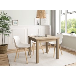 Mesa de Comedor Xenia de 90x90 cm Extensible tipo libro a 180 cm Acabado Roble Natural