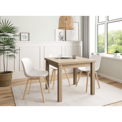 Mesa de Comedor Xenia de 90x90 cm Extensible tipo libro a 180 cm Acabado Roble Natural