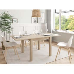 Mesa de Comedor Xenia de 90x90 cm Extensible tipo libro a 180 cm Abierta Acabado Roble Natural