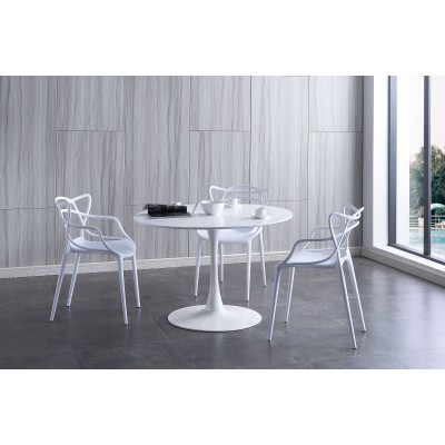 Mesa de comedor redonda lacada blanco de 110 cm