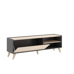 Mueble TV Oslo con Patas, Acabado Grafito / Roble Natural de 155x43x47 cm