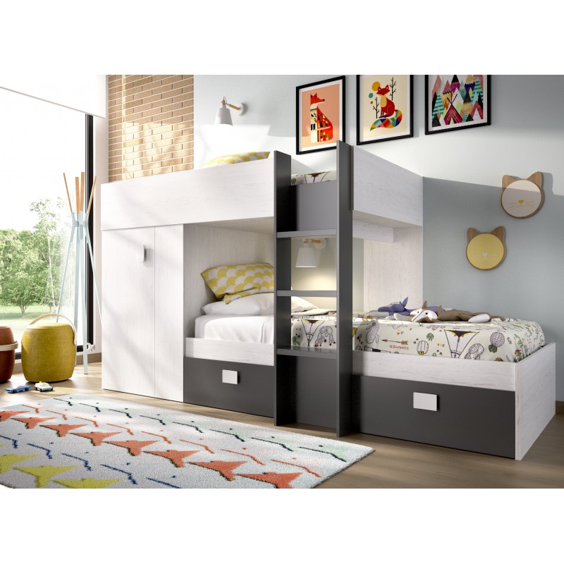 Dormitorio juvenil completo gris grafito